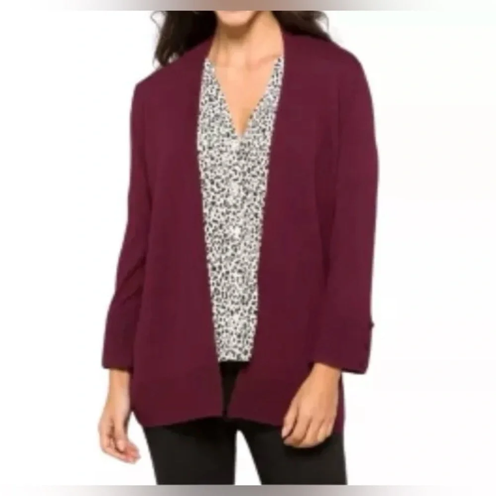 Evolution by Cyrus Stitch Fix Myna Button Sleeve Cardigan Burgundy Size S